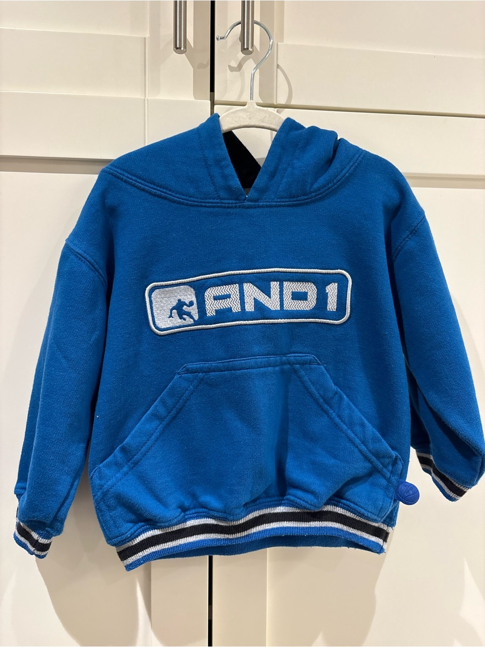 Vintage AND1 Toddler Hoodie Blue Embroidered Spellout Logo 2T EUC Y2K 2T